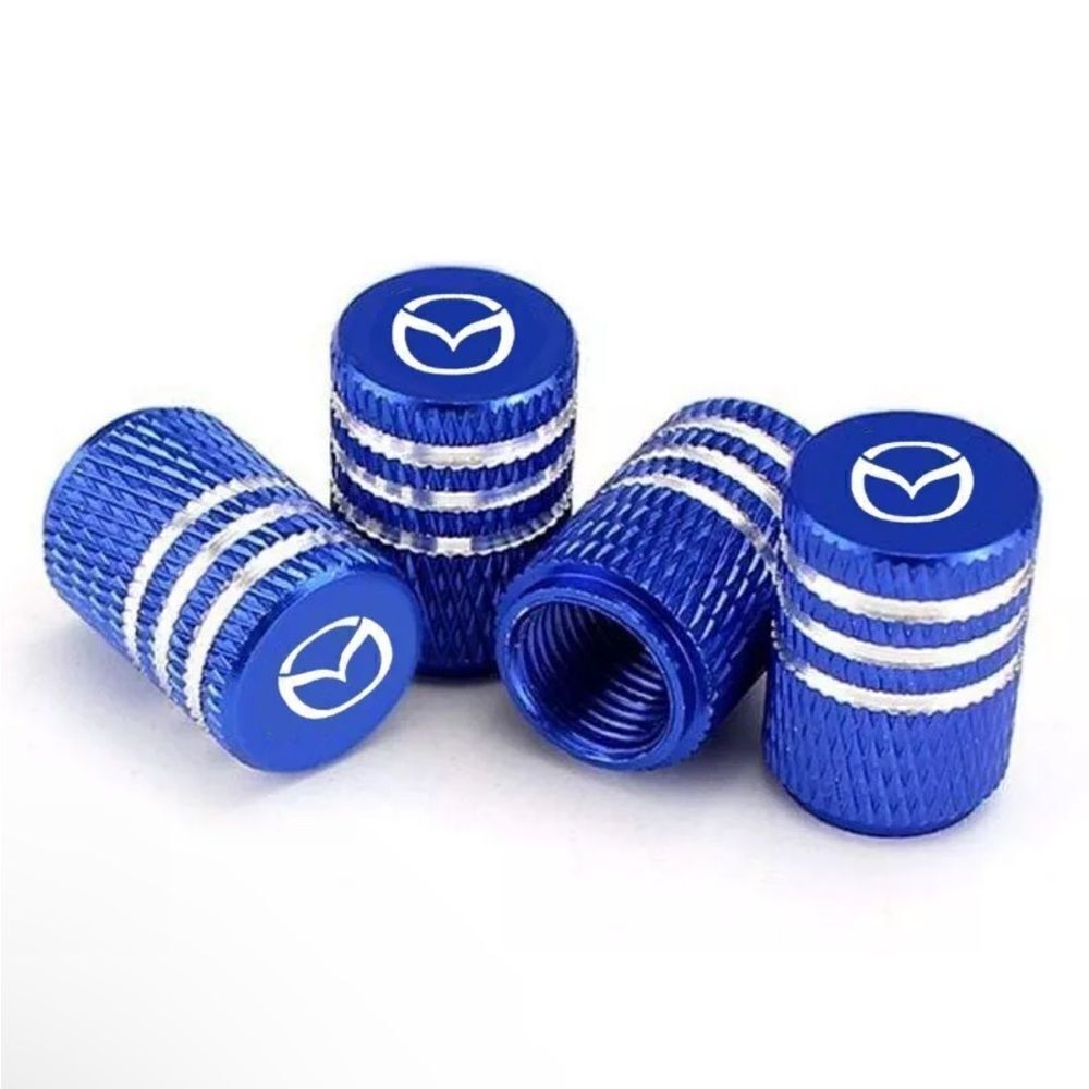 NWT New 4 Blue Mazda Wheel Air Valve Stem Cap: 3 6 9 CX-5 MX-5 CX-9 RX-7 Miata